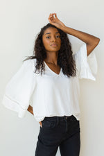 mode, super flow sleeve blouse