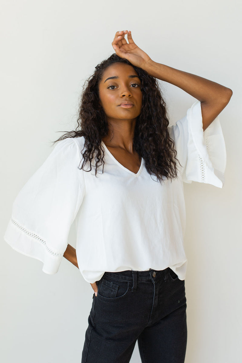 mode, super flow sleeve blouse