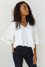 mode, super flow sleeve blouse