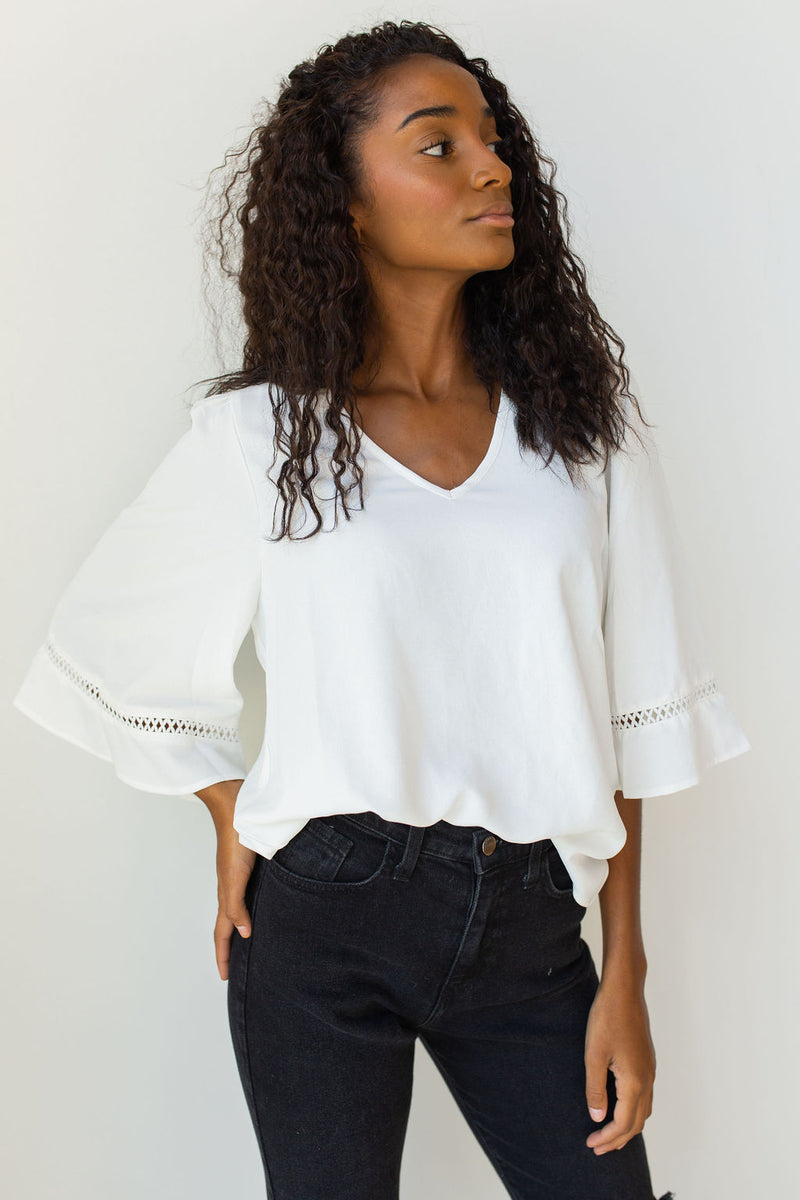 mode, super flow sleeve blouse