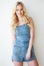 mode, radio denim romper