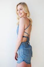 mode, radio denim romper