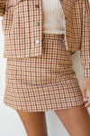 mode, greenwhich check skirt