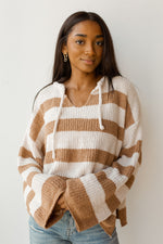mode, coffee sips striped hoodie