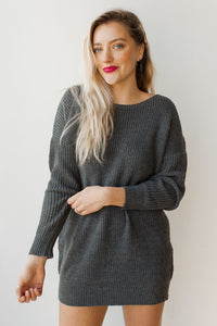 mode, twist back sweater dress