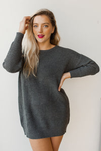 mode, twist back sweater dress
