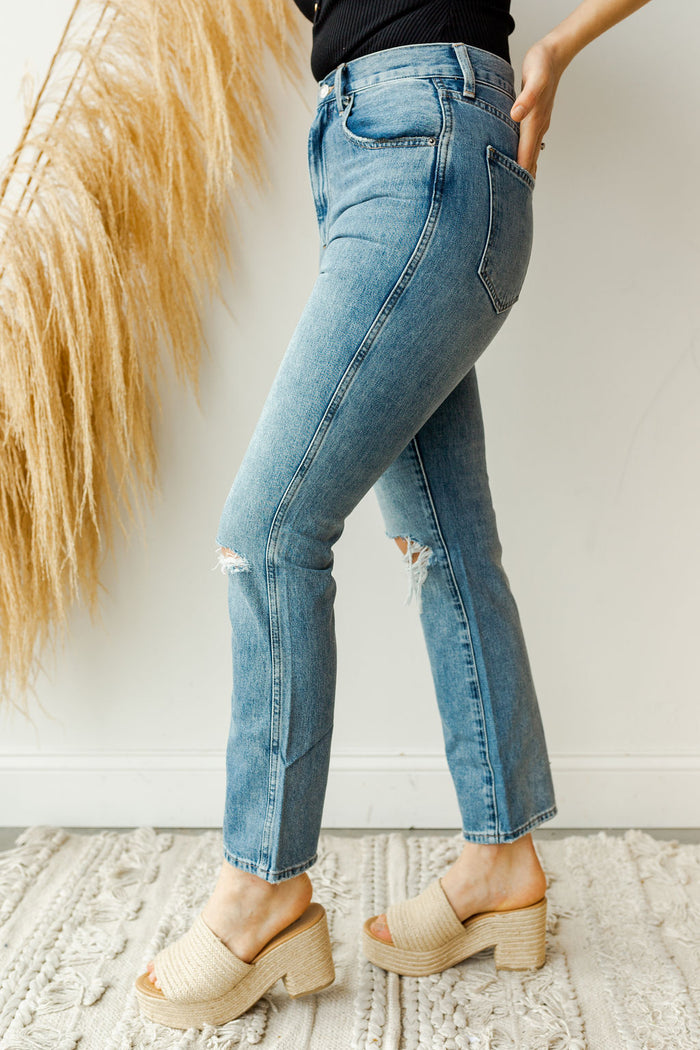 mode, eden high rise mom straight fit