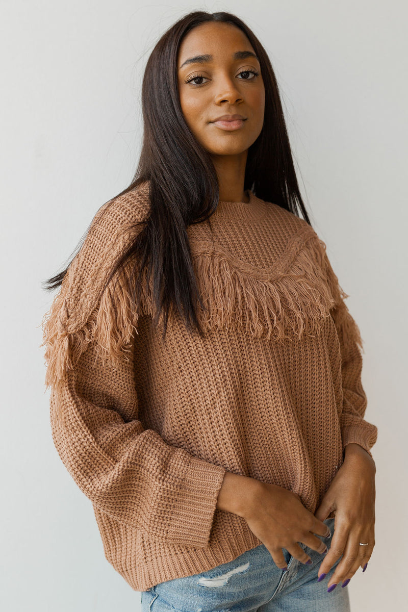 mode, fringe favorite sweater