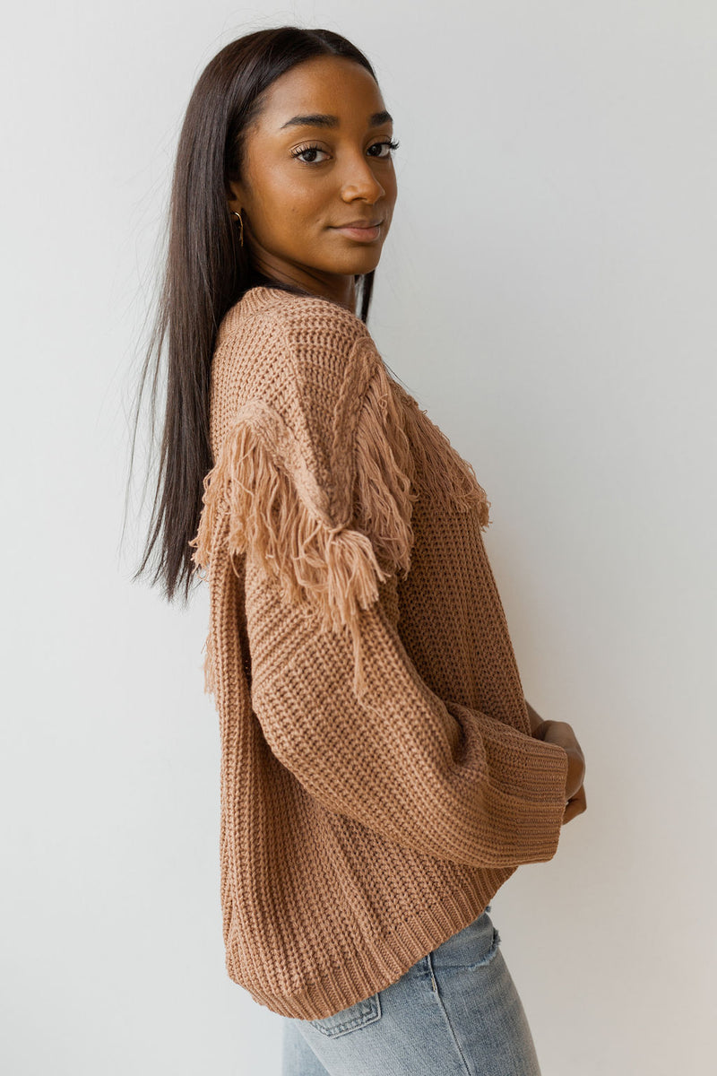 mode, fringe favorite sweater