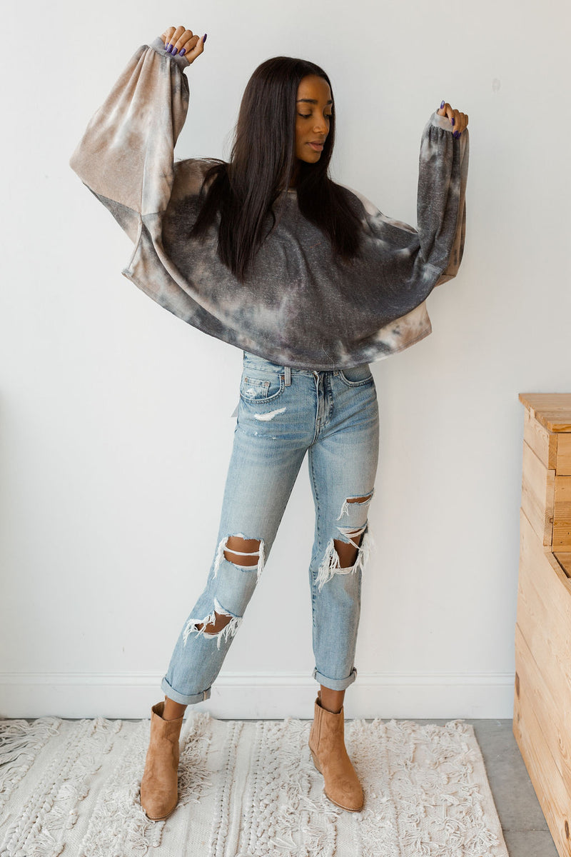 mode, tie dye knit top