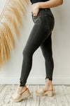 mode, high rise + step hem skinny