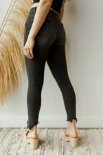 mode, high rise + step hem skinny
