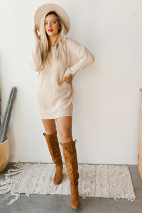 mode, twist back sweater dress