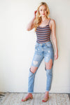 mode, fun stripes bodysuit