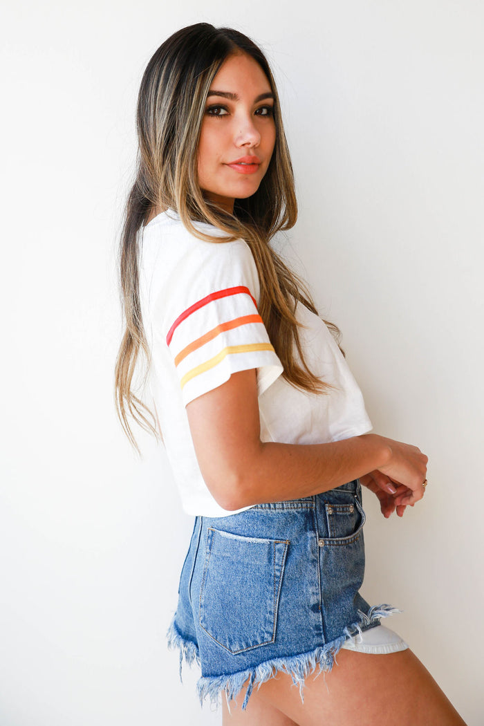 mode, warm colors baseball tee