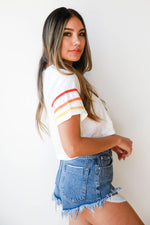 mode, warm colors baseball tee