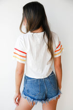 mode, warm colors baseball tee