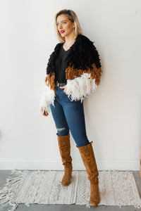 mode, snow down shag jacket