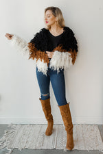 mode, snow down shag jacket