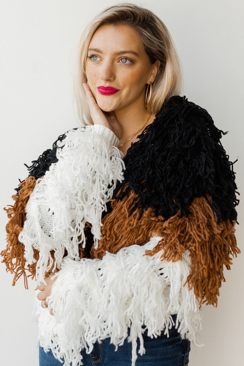 mode, snow down shag jacket