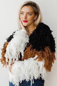 mode, snow down shag jacket