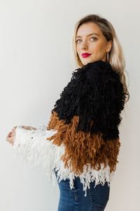 mode, snow down shag jacket
