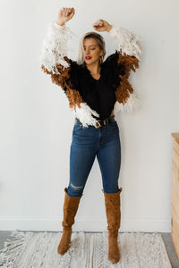 mode, snow down shag jacket