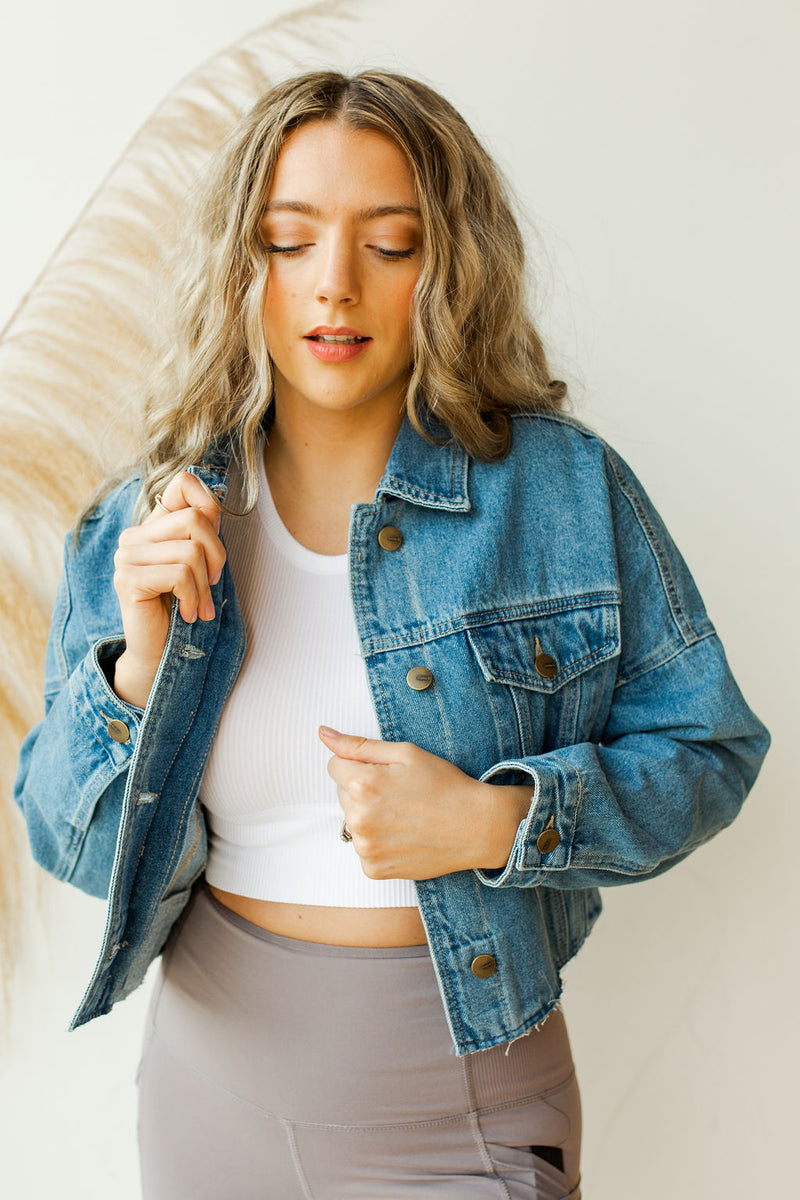mode, take it easy crop jacket