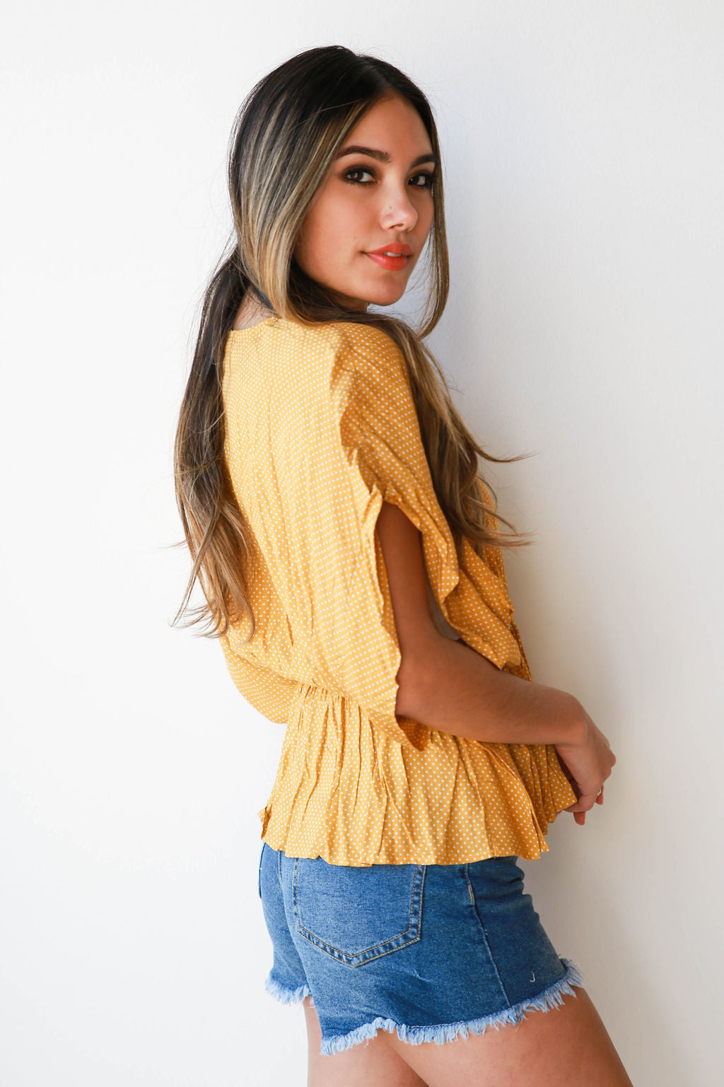 mode, dainty dots tie kimono top