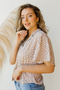 mode, polka dot wide sleeve button down