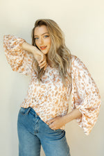 mode, coral paint brush blouse