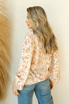 mode, coral paint brush blouse
