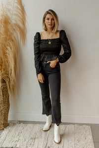 mode, puff long sleeve blouse