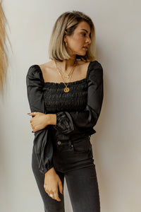 mode, puff long sleeve blouse