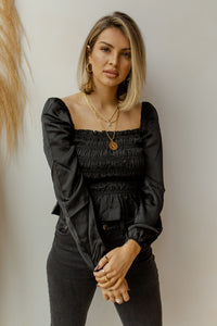 mode, puff long sleeve blouse