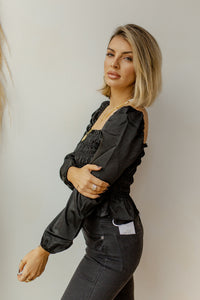 mode, puff long sleeve blouse