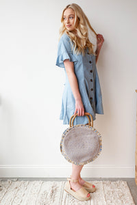 mode, daisy denim dress
