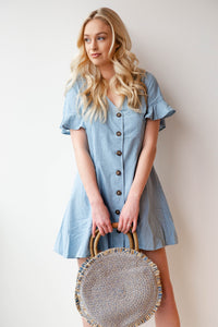 mode, daisy denim dress
