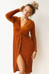 mode, velvet plunge knot dress