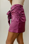 mode, tie front mini skirt