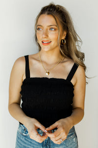 mode, shirred ruffle crop tank