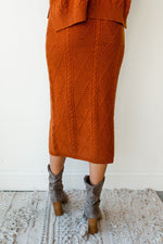 mode, fa la la la cableknit sweater set (skirt)