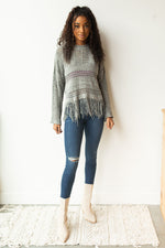 mode, hazy fringe hem sweater