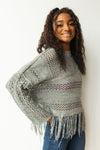 mode, hazy fringe hem sweater