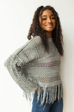 mode, hazy fringe hem sweater