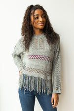 mode, hazy fringe hem sweater
