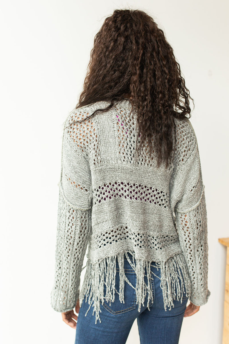 mode, hazy fringe hem sweater