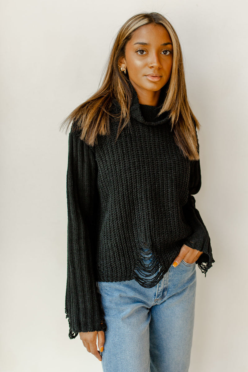 mode, the only one distressed turtleneck