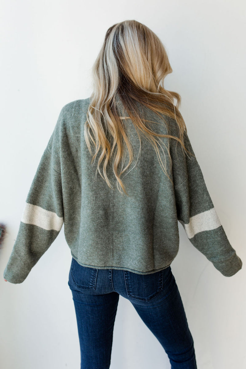 mode, mock neck pom pom sweater