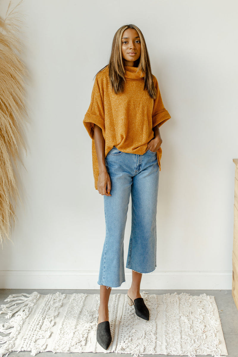 mode, higher love cowl neck
